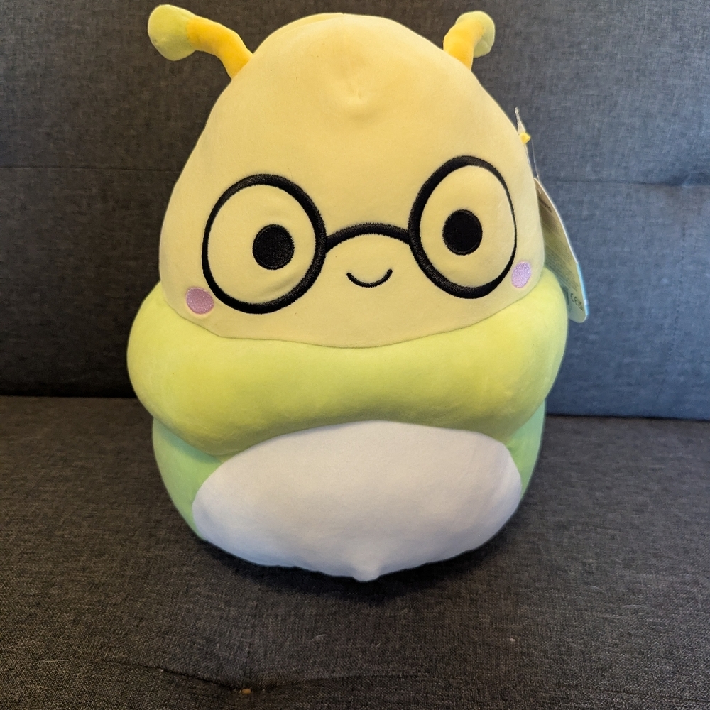 Original Squishmallows Gilma The Book Worm Plush 11" Green Summer 2024 WN05